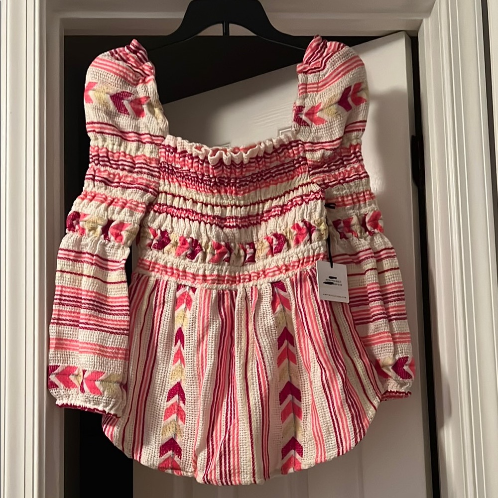 Women's Off-Shoulder Smocked Striped Top